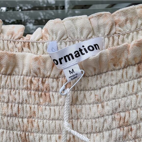 NWT Reformation Sable Riso Floral Ivory Cream Smocked Midi Dress, size M - Picture 3 of 4